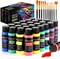 Acrylic Paint Set, 24 Colors (2 oz/Bottle) with 12 Art Brushes, Art Supplies